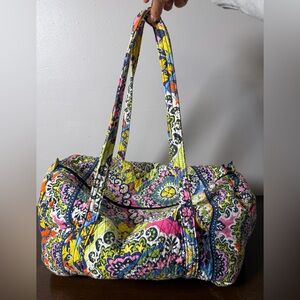 Vera Bradley Floral Quilted Duffel in Pink, Yellow, Blue & Green